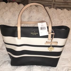 Kate Spade Black/white stripe NWT shoulder bag